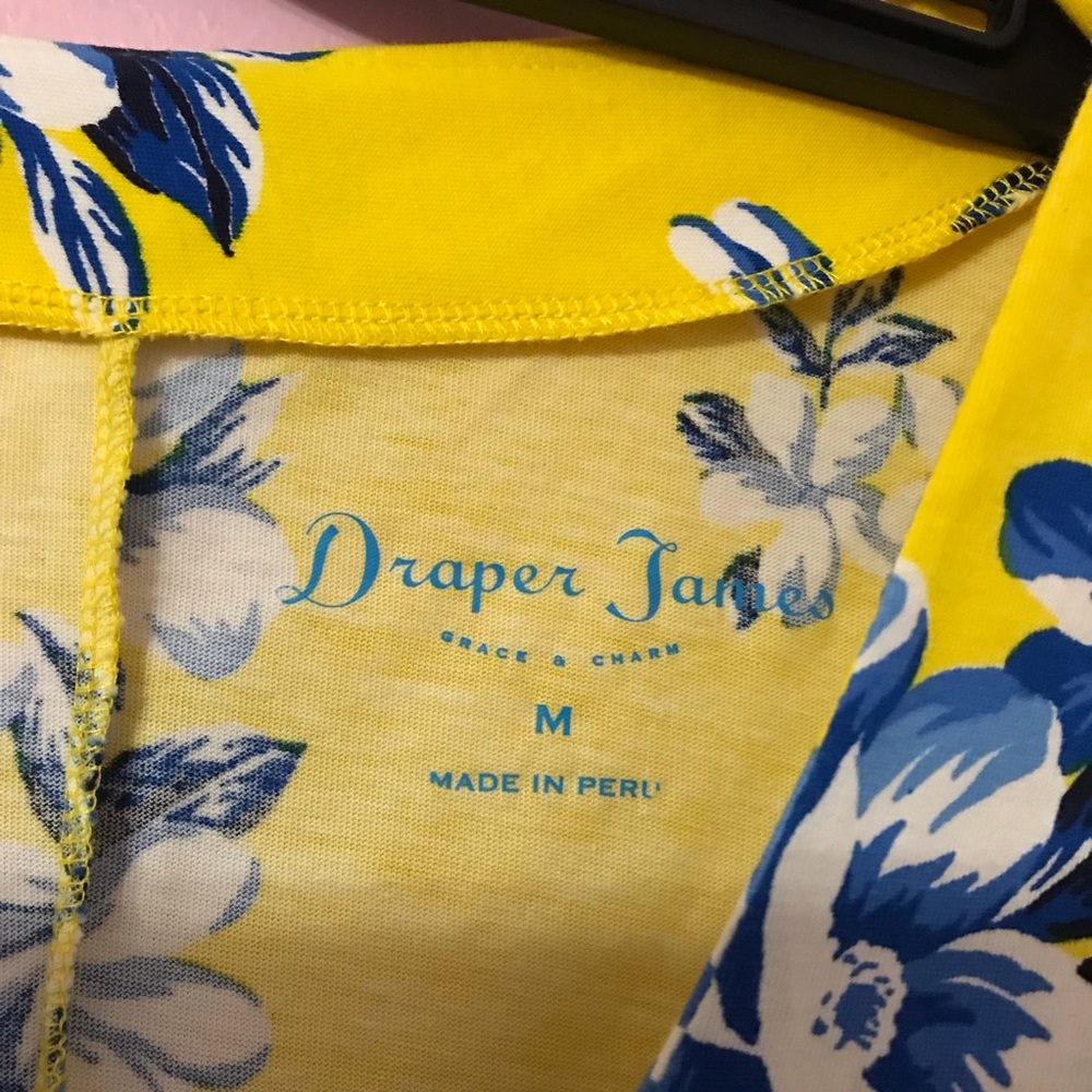 Draper James Summerall Hillsboro Yellow/Blue Floral Print Mini T-shirt Dress M - Picture 3 of 4